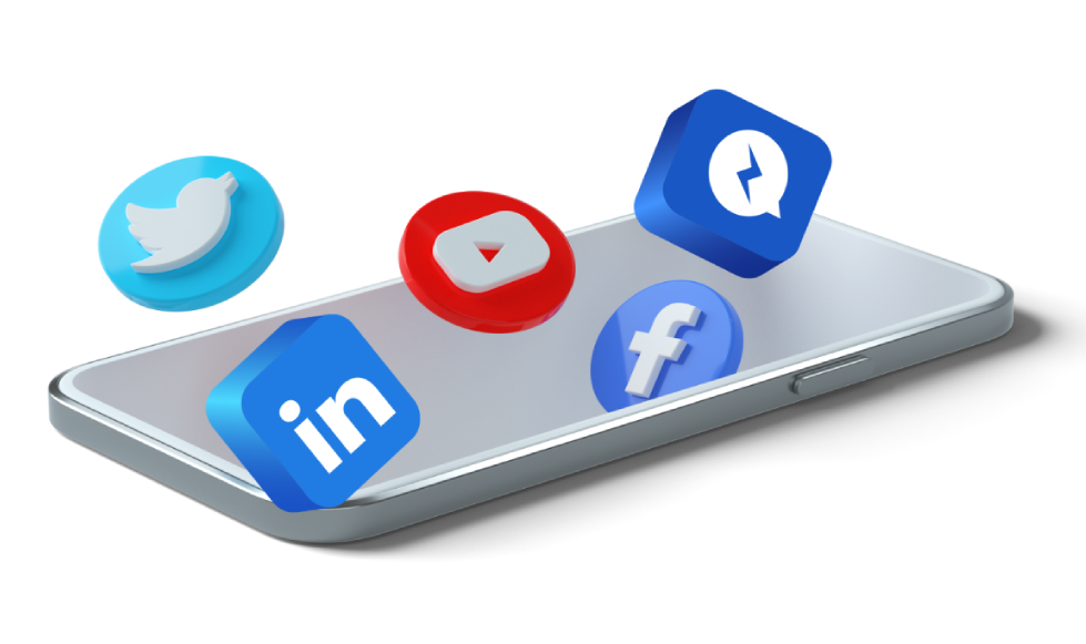 Popular 3d Social Media Icons Coming Out of Phone 1