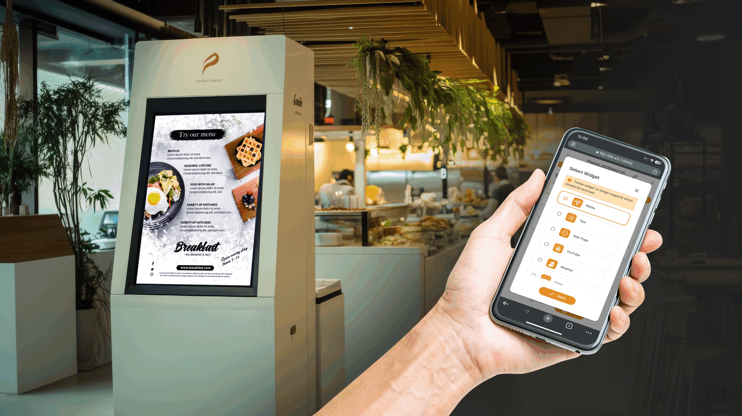 NovoDS Studio Express 2 digital menu display modern restaurant interior scaled