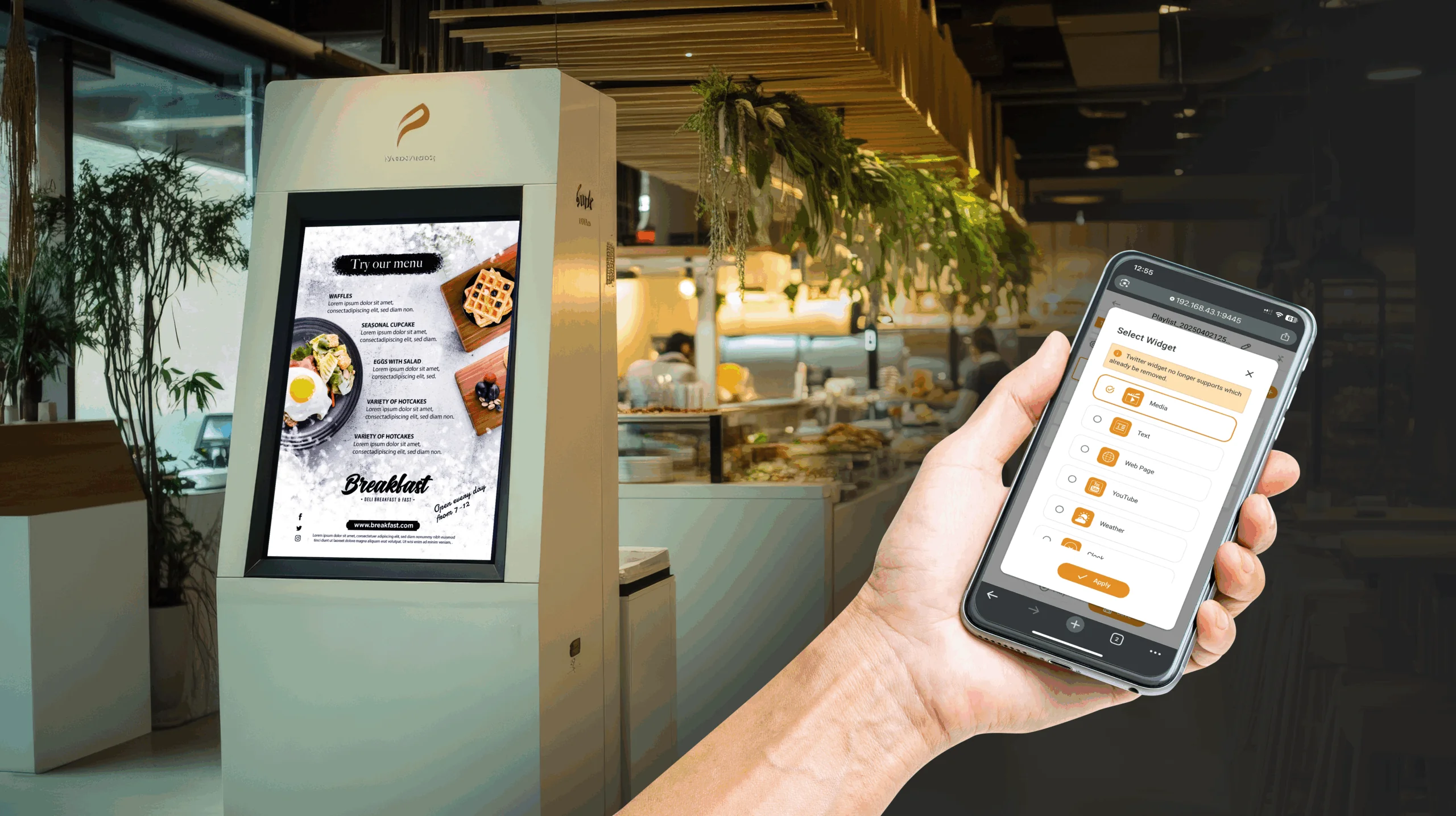 digital menu display modern restaurant interior scaled